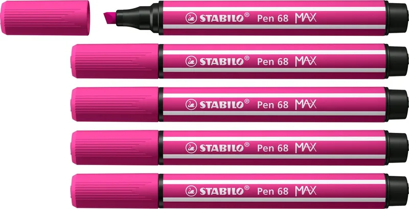 Pen 68 MAX – Premium Viltstift Met Dikke Beitelpunt - Doos 5 stuks by Stabilo in Pink – product photo