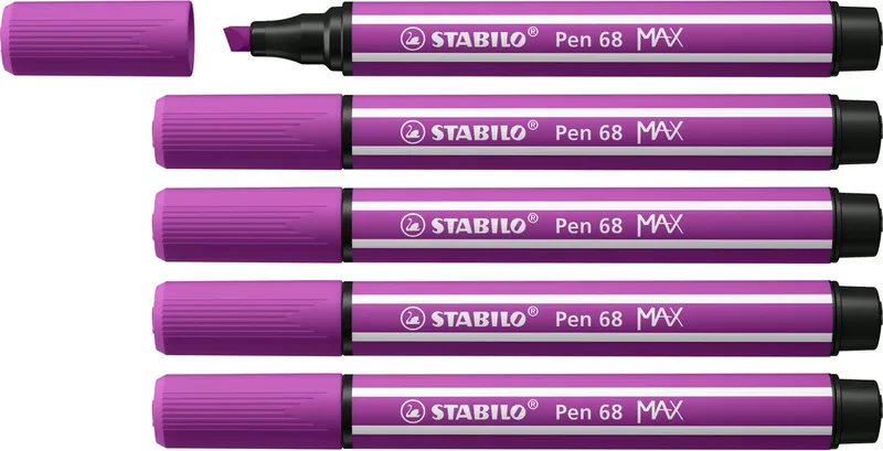 Pen 68 MAX – Premium Viltstift Met Dikke Beitelpunt - Paars - Doos 5 stuks by Stabilo in Purple – product photo