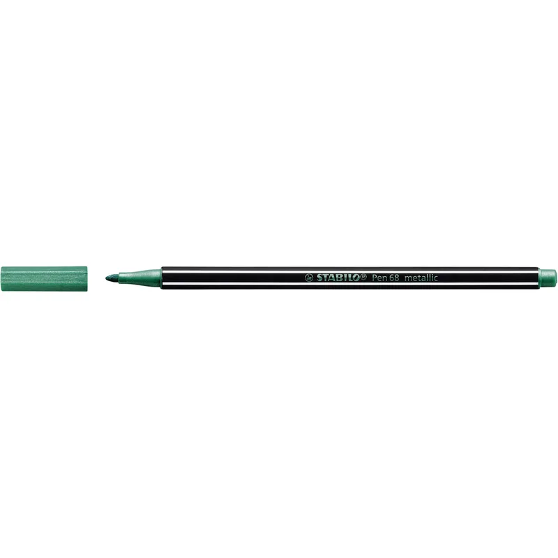 Pen 68 metallic, premium viltstift, metallic groen, per stuk by Stabilo – product photo