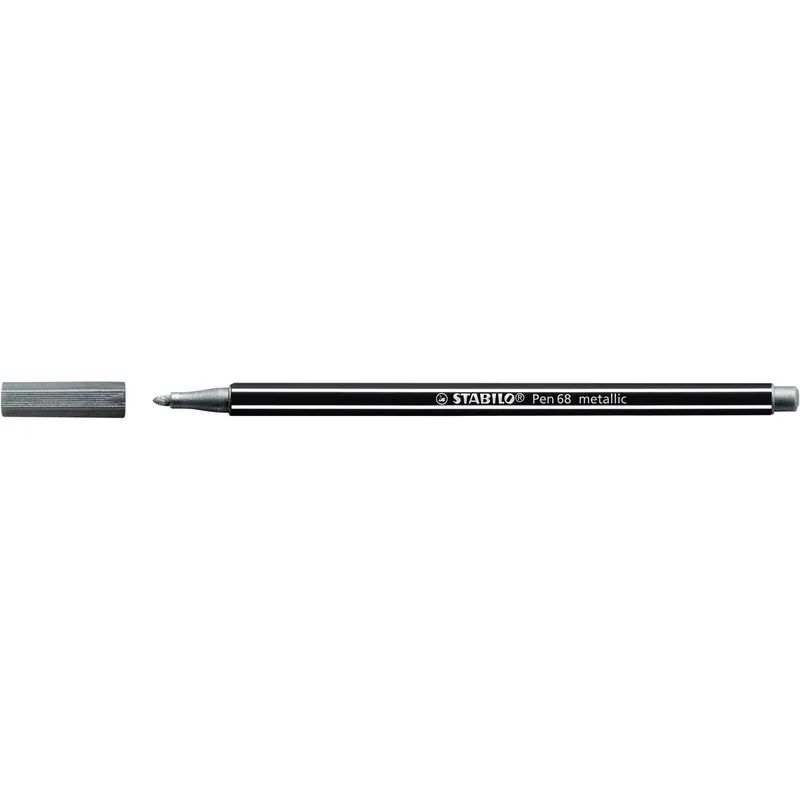 Pen 68 metallic, premium viltstift, zilver, per stuk by Stabilo – product photo