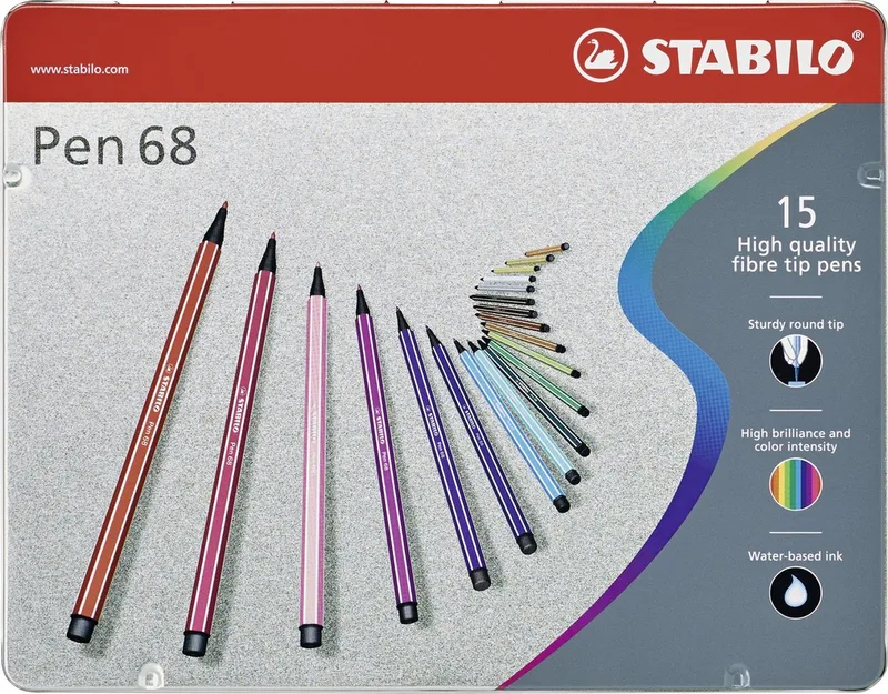 Pen 68 Mini viltstift 15 stuk(s) de Stabilo en Multicolore – photo produit