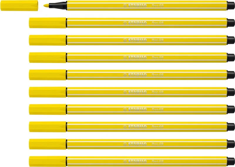 Pen 68 - Premium Viltstift - Doos 10 stuks van Stabilo in Citroen geel – productfoto
