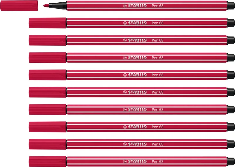 Pen 68 - Premium Viltstift - Doos 10 stuks van Stabilo in Donkerrood – productfoto