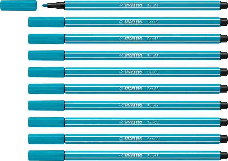 Pen 68 - Premium Viltstift - Doos 10 stuks van Stabilo in Lichtblauw – productfoto
