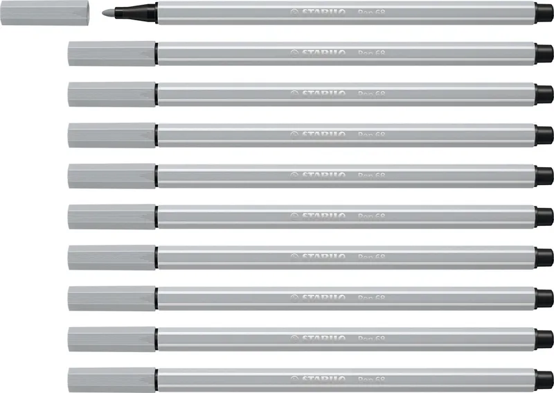 Pen 68 - Premium Viltstift - Doos 10 stuks van Stabilo in Lichtgrijs – productfoto