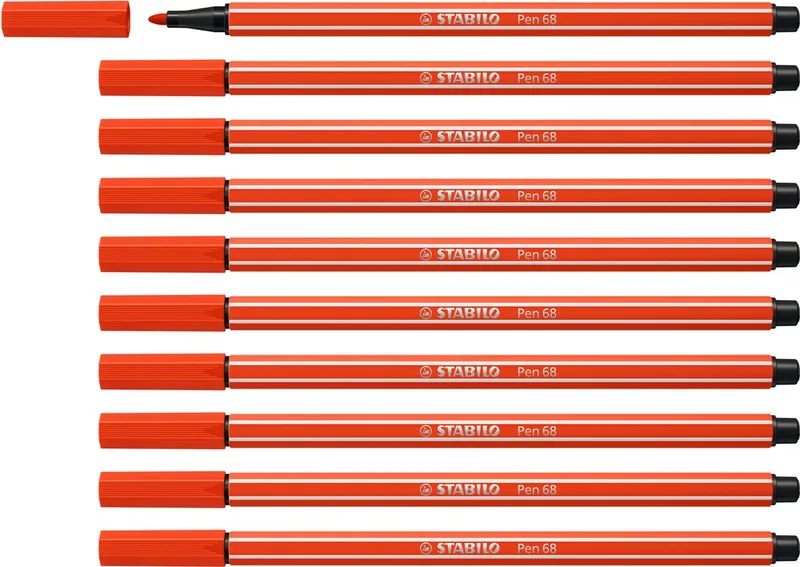 Pen 68 - Premium Viltstift - Doos 10 stuks van Stabilo in Lichtrood – productfoto