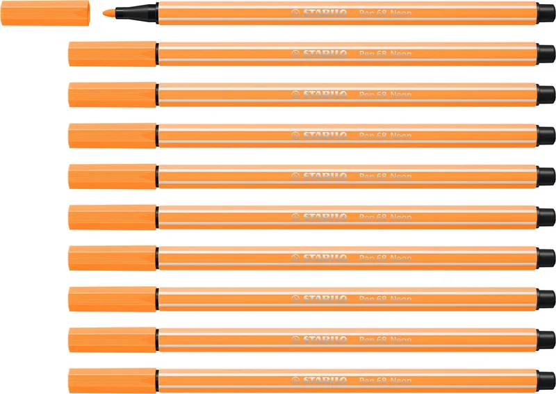 Pen 68 - Premium Viltstift - Doos 10 stuks de Stabilo en Neon oranje – photo produit
