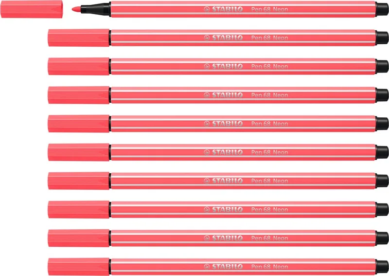 Pen 68 - Premium Viltstift - Doos 10 stuks från Stabilo i Neon rood – produktbild