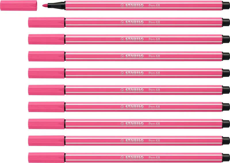 Pen 68 - Premium Viltstift - Doos 10 stuks de Stabilo en Rose – photo produit