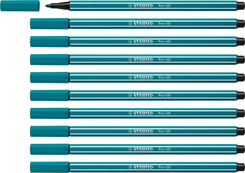 Pen 68 - Premium Viltstift - Doos 10 stuks van Stabilo in Turquoise Blauw – productfoto