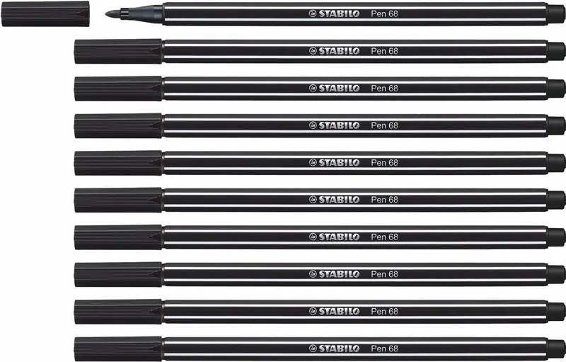 Pen 68 - Premium Viltstift - Doos 10 stuks van Stabilo in Zwart – productfoto