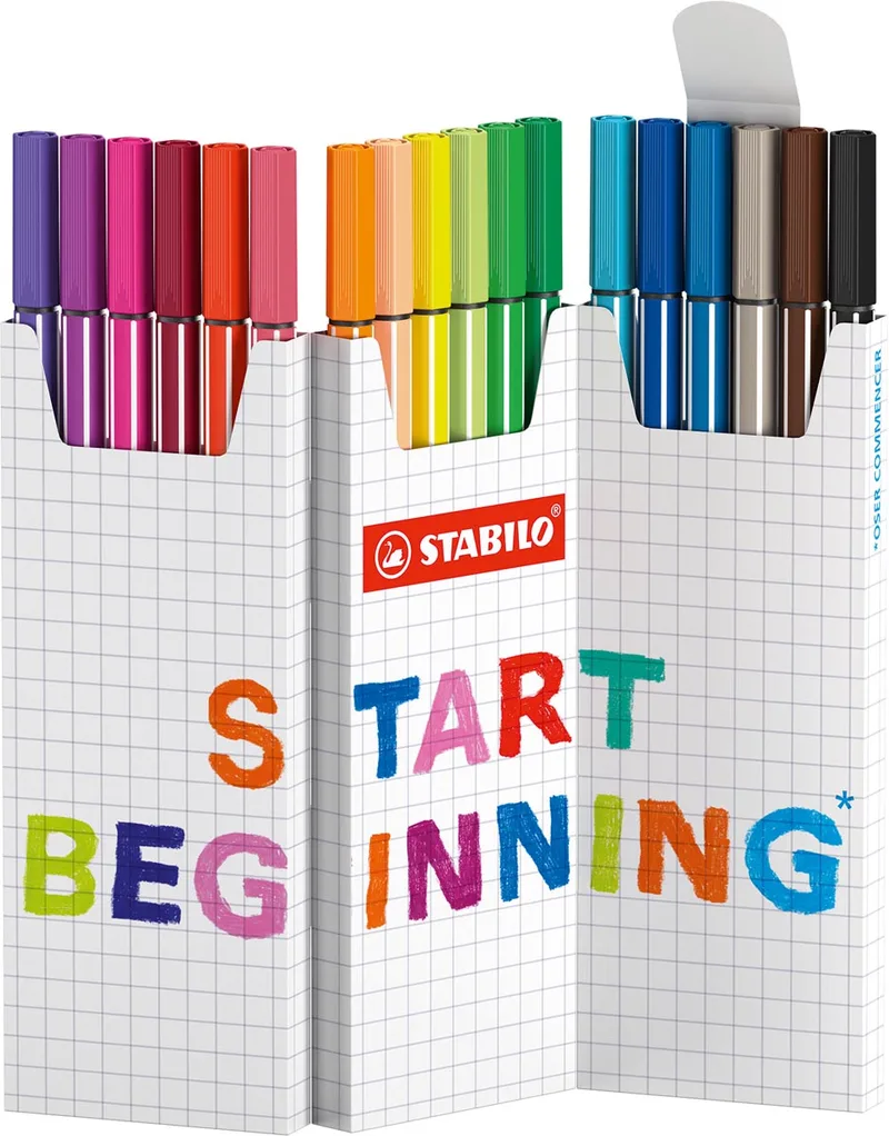 Pen 68 viltstift, geassorteerde kleuren, deskset van 18 stuks de Stabilo – photo produit