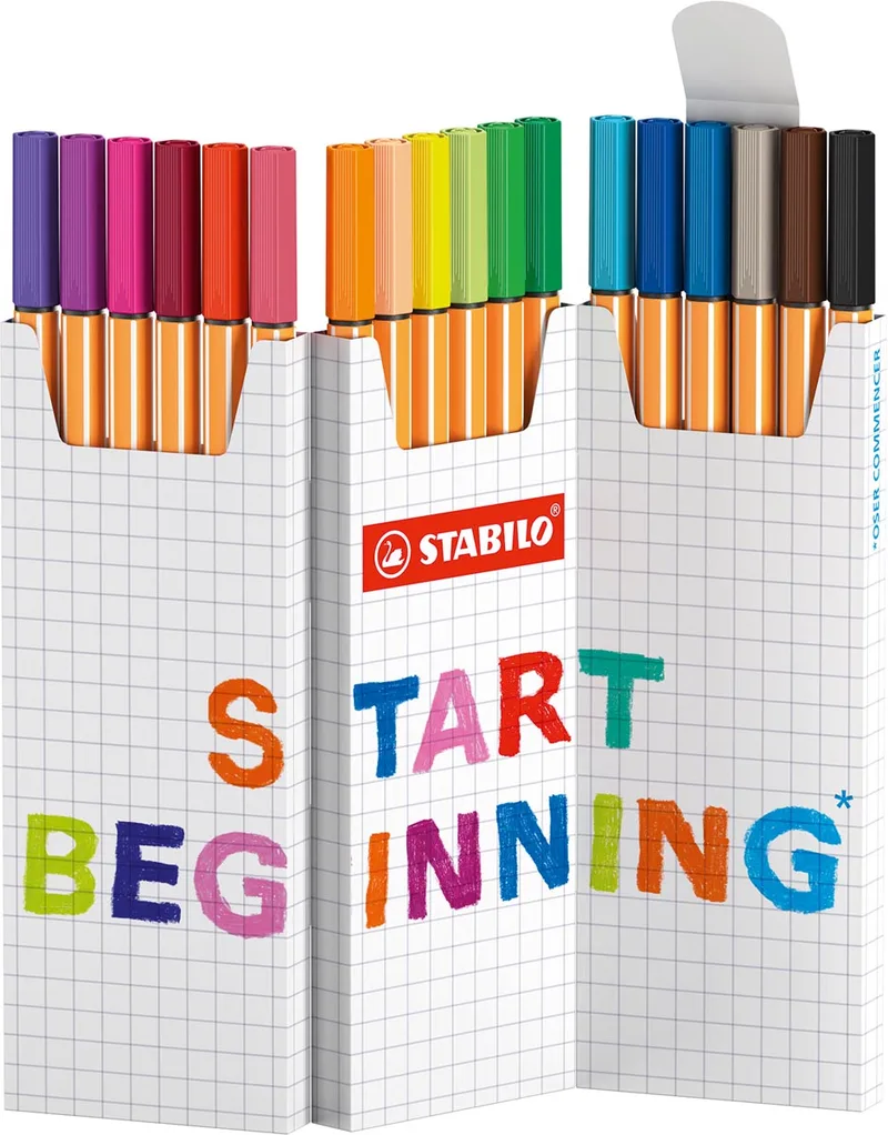 point 88 fineliner, geassorteerde kleuren, deskset van 18 stuks de Stabilo – photo produit