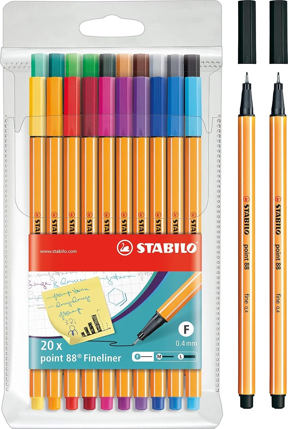 Point 88 Fineliners - Set van 20 kleuren von Stabilo in 20 kleuren – Produktfoto
