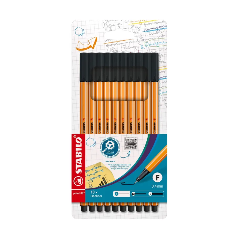 Point 88 Lot de 10 stylos noirs à pointes fines by Stabilo – product photo
