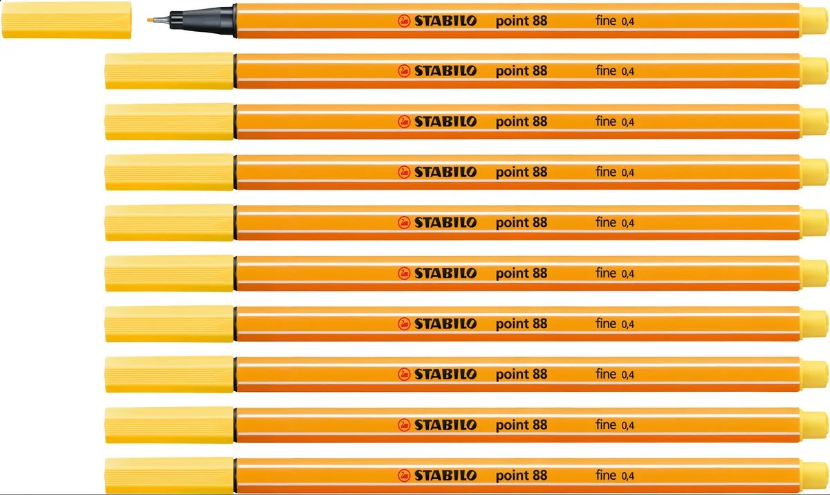 point 88 - Premium Fineliner - Fine 0,4 mm – Doos 10 stuks från Stabilo i Gul – produktbild