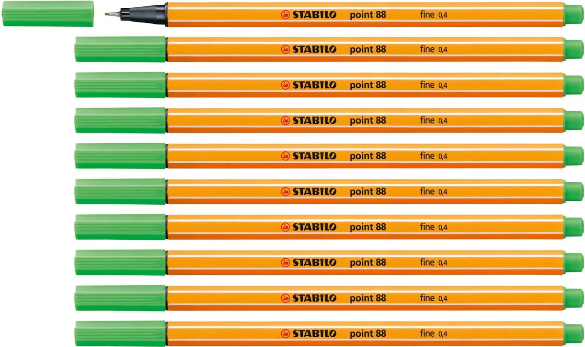 point 88 - Premium Fineliner - Fine 0,4 mm – Doos 10 stuks från Stabilo i Licht Groen – produktbild