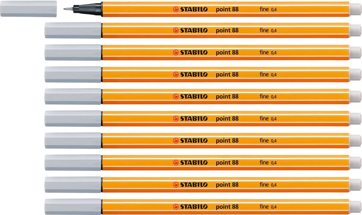 point 88 - Premium Fineliner - Fine 0,4 mm – Doos 10 stuks de Stabilo en Gris clair – photo produit