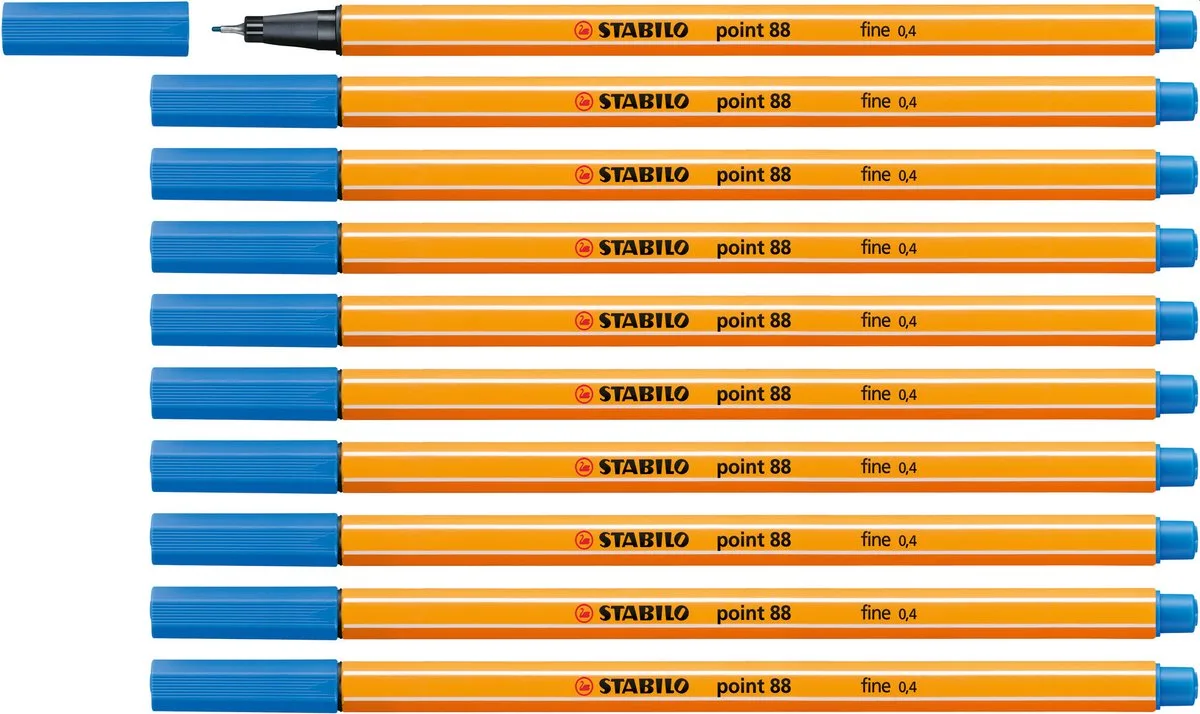 point 88 - Premium Fineliner - Fine 0,4 mm – Doos 10 stuks från Stabilo i Ultramarijn blauw – produktbild