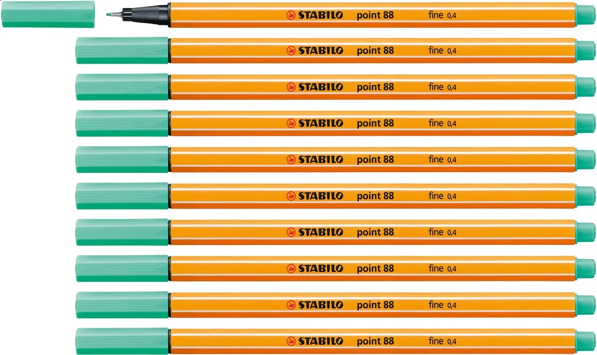 point 88 - Premium Fineliner - Fine 0,4 mm – Ijs – Doos 10 stuks från Stabilo i Grön – produktbild
