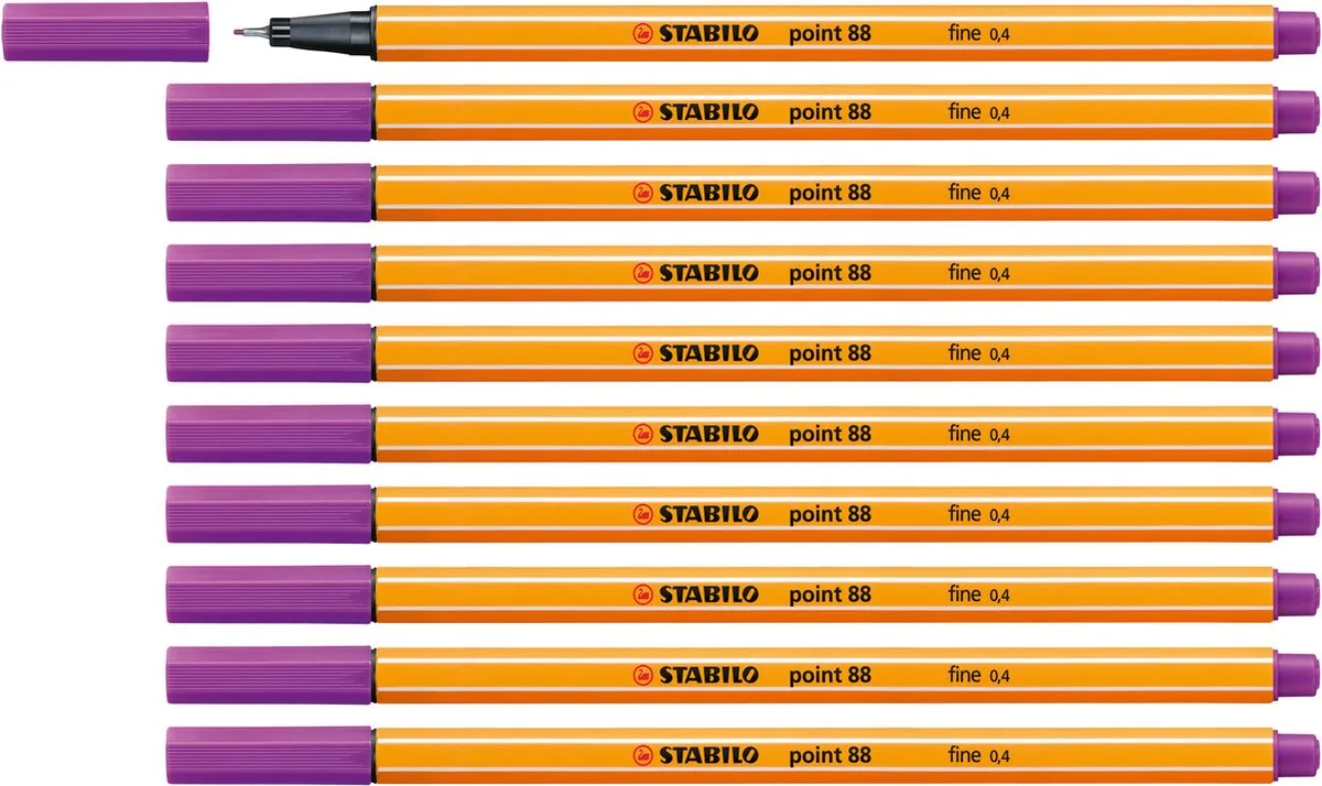 point 88 - Premium Fineliner - Fine 0,4 mm – Lila – Doos 10 stuks van Stabilo in Paars – productfoto