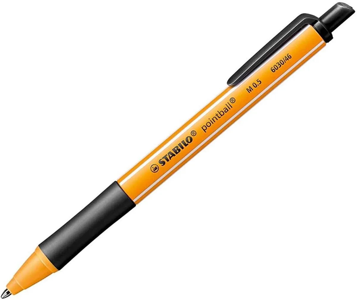 Pointball Retractable Ballpoint Pen Zwart (3 Stuks) van Stabilo – productfoto
