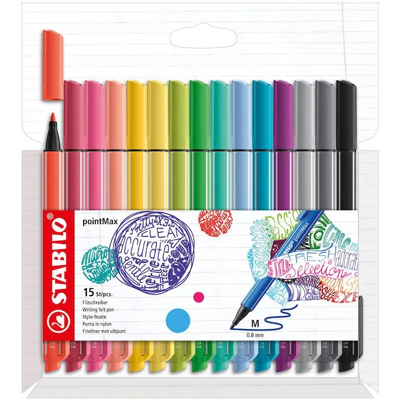 pointMax Filzstift 0.8 mm, Farbe Gehäuse: farbsortiert de Stabilo – photo produit