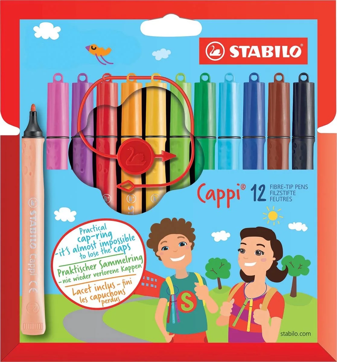 stiften - 12 stuks - in etui - met dopring van Stabilo in Cappi – productfoto