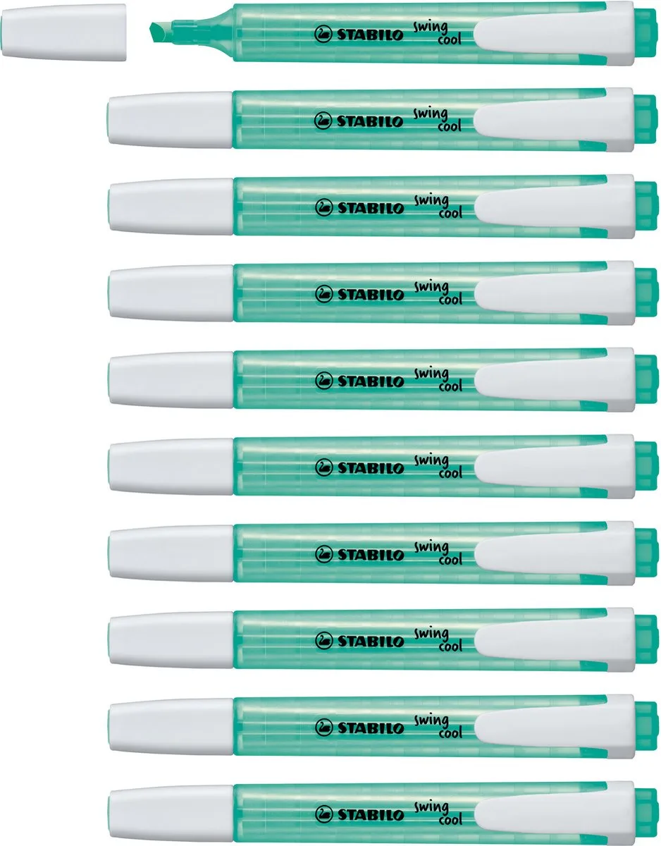 swing cool - Markeerstift - Perfect Voor Onderweg - Doos 10 Stuks van Stabilo in Turquoise – productfoto