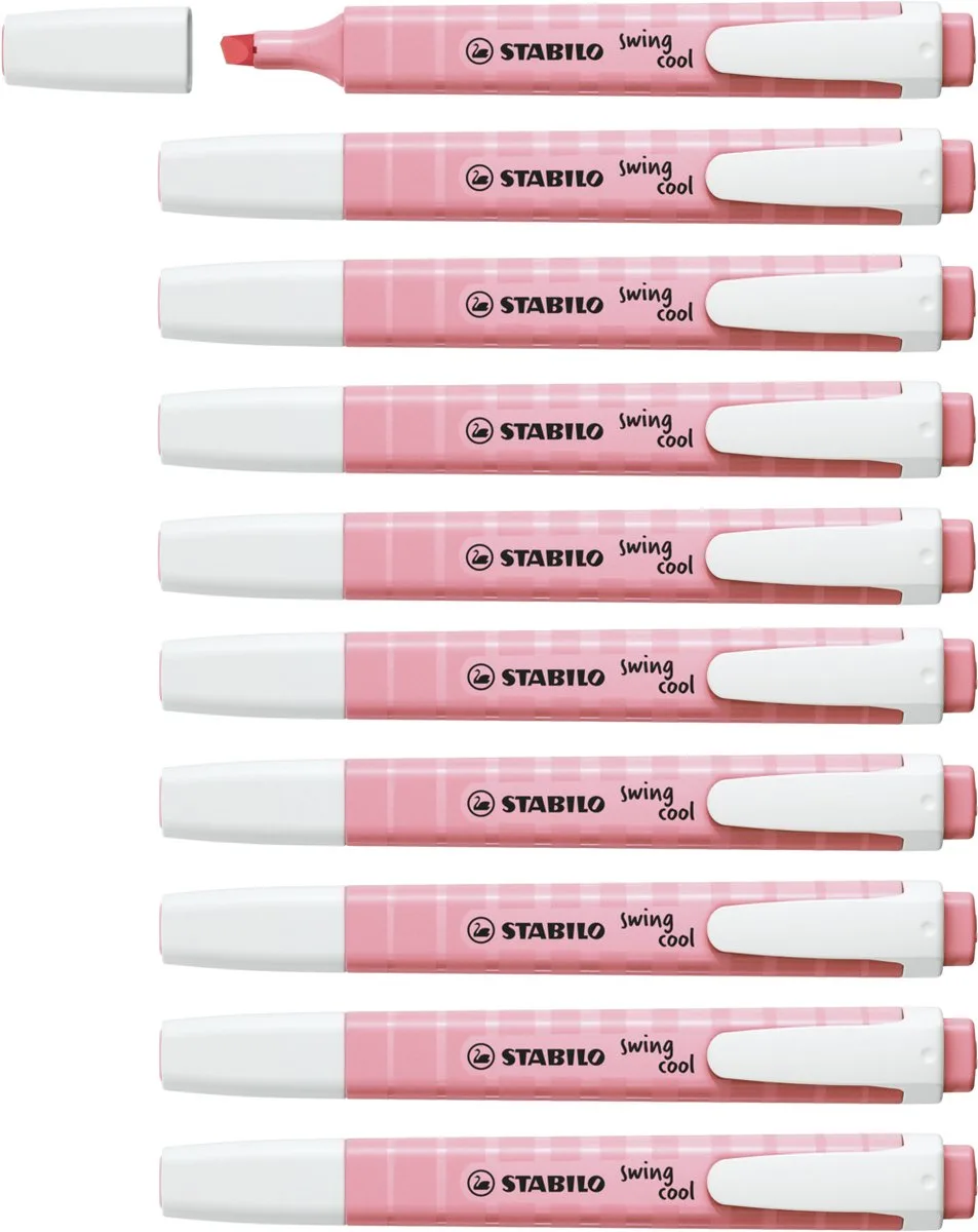 swing cool - Markeerstift - Perfect Voor Onderweg - Pastel - Doos 10 stuks by Stabilo in Poeder Roze – product photo