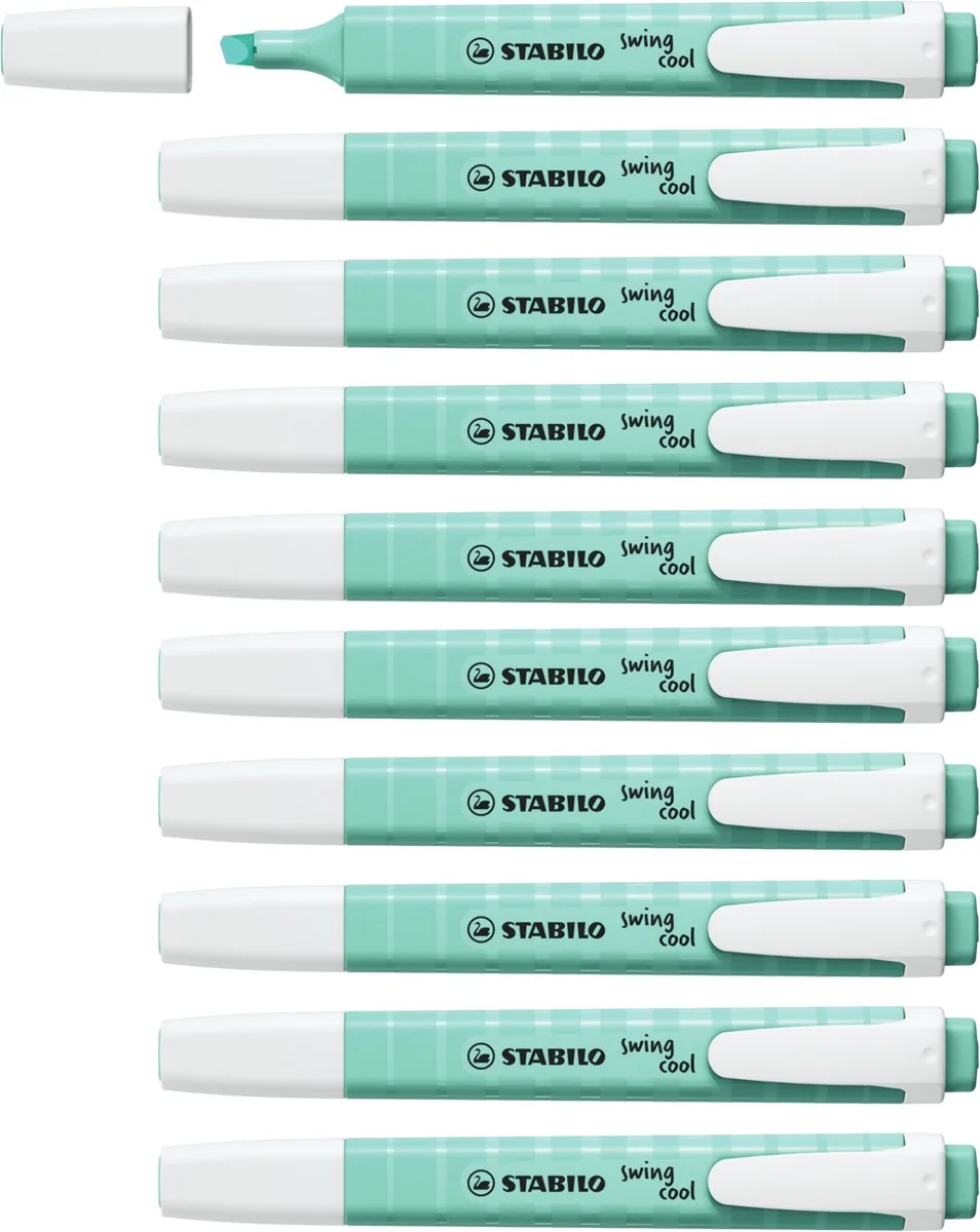 swing cool - Markeerstift - Perfect Voor Onderweg - Pastel - Doos 10 stuks by Stabilo in Vleugje Turquoise – product photo
