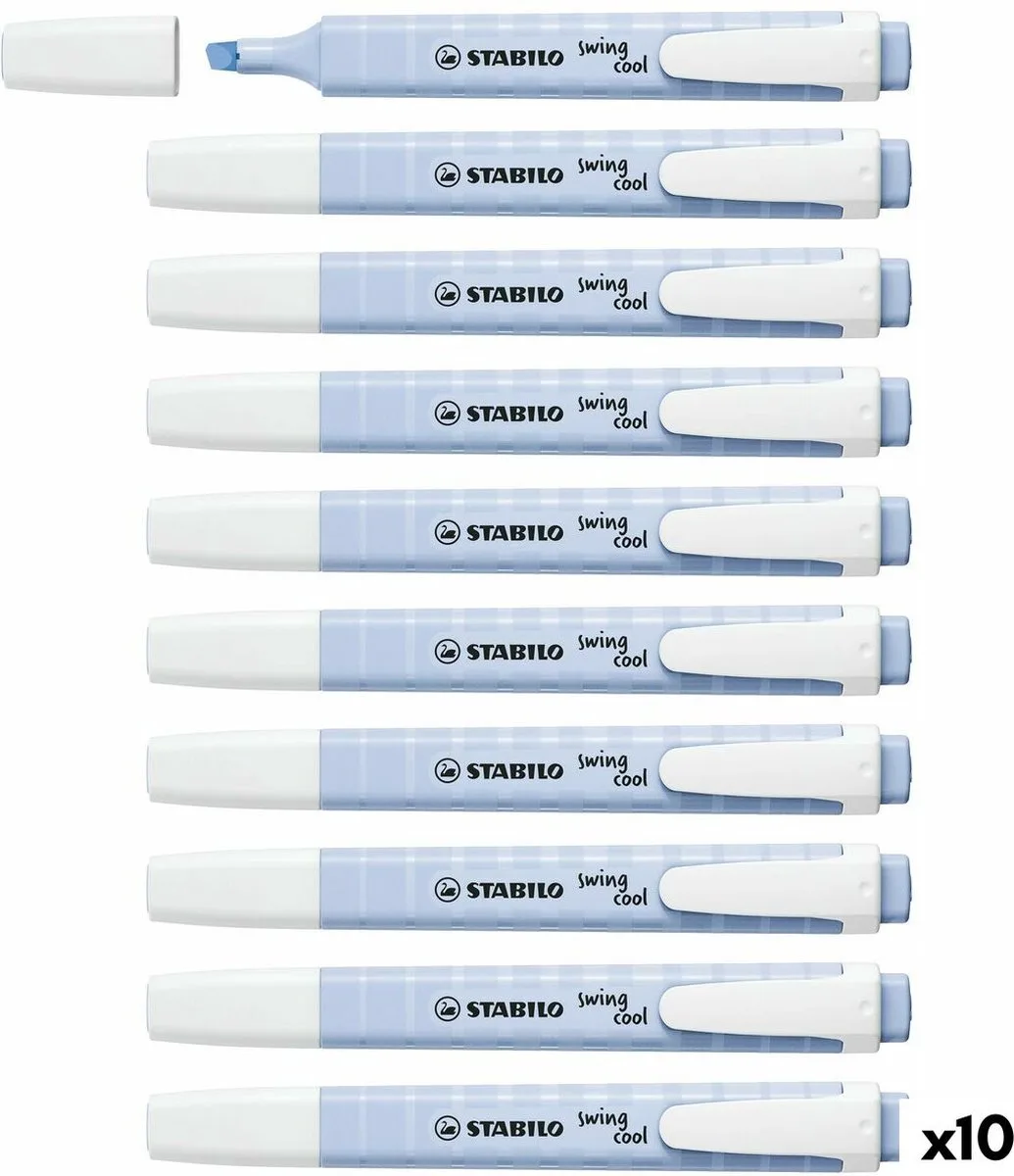 swing cool - Markeerstift - Perfect Voor Onderweg - Pastel - Doos 10 stuks by Stabilo in Babyblauw – product photo