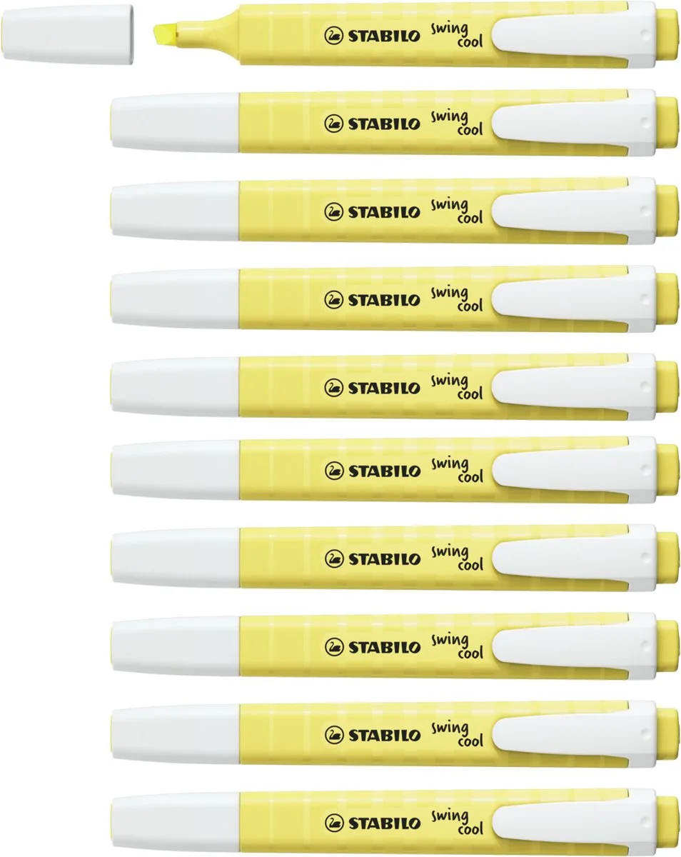 swing cool - Markeerstift - Perfect Voor Onderweg - Pastel - Doos 10 stuks by Stabilo in Melkachtig Geel – product photo