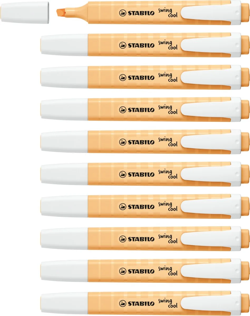 swing cool - Markeerstift - Perfect Voor Onderweg - Pastel - Doos 10 stuks de Stabilo en Zacht Oranje – photo produit