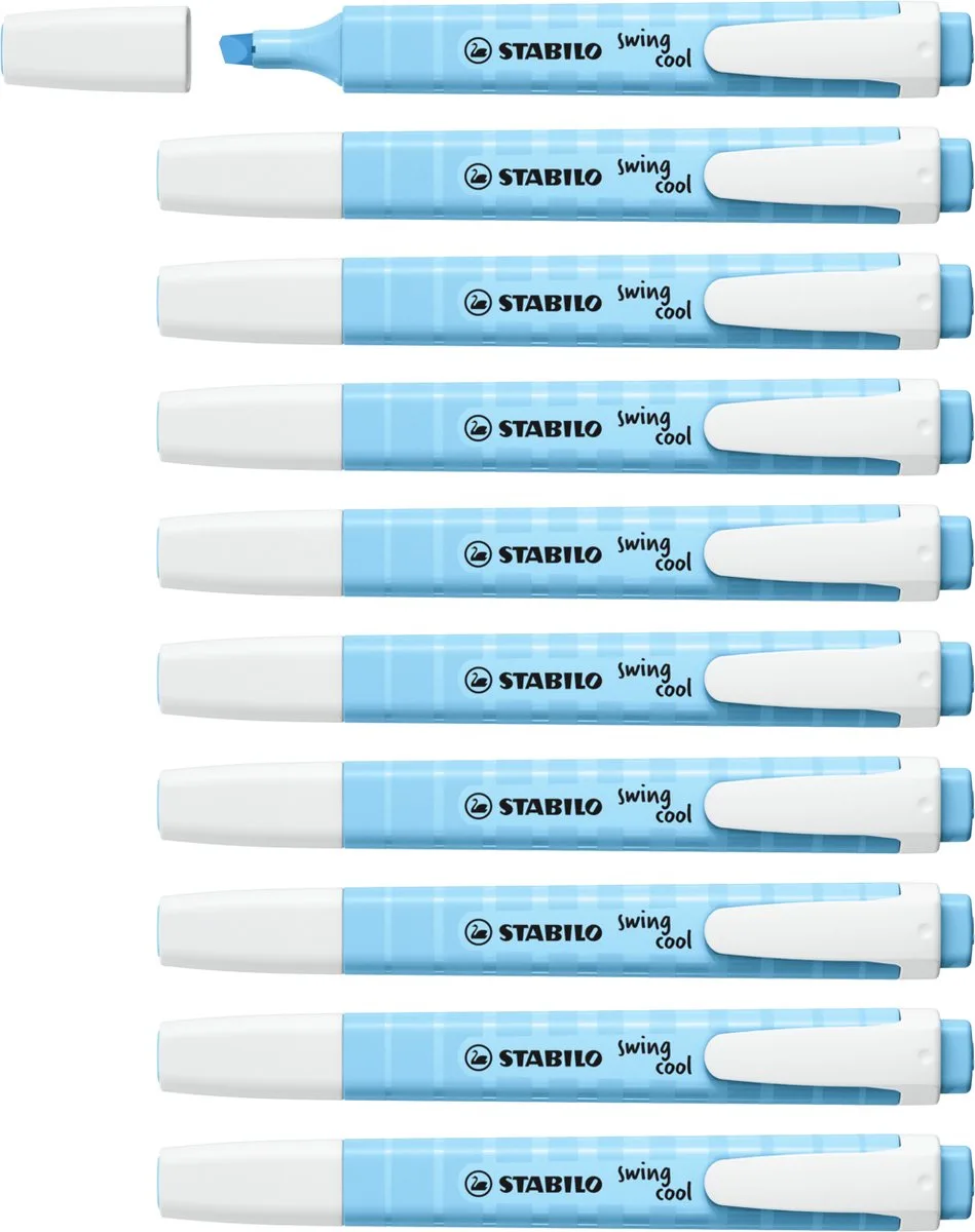 swing cool - Markeerstift - Perfect Voor Onderweg - Pastel - Doos 10 stuks by Stabilo in Luchtig Blauw – product photo