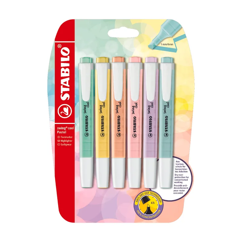 Swing Cool Surligneurs pastel - Lot de 6 couleurs assorties by Stabilo – product photo