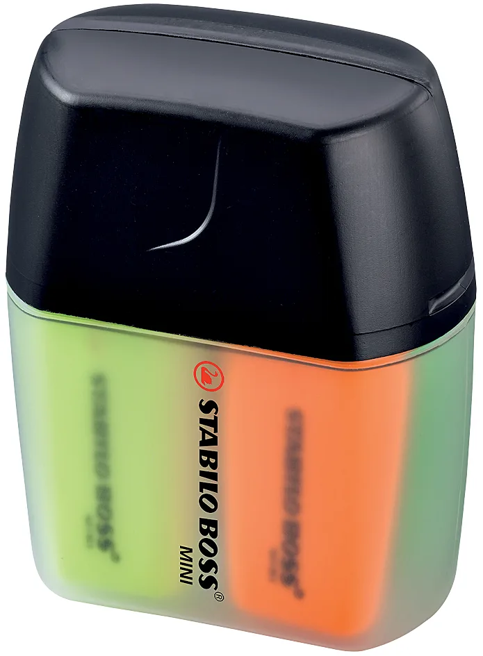 Textmarker BOSS MINI, 4er Kunststoff-Box von Stabilo – Produktfoto