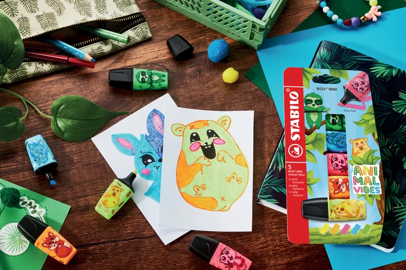 Textmarker BOSS MINI Animal Vibes, 5er Kartonetui by Stabilo – product photo