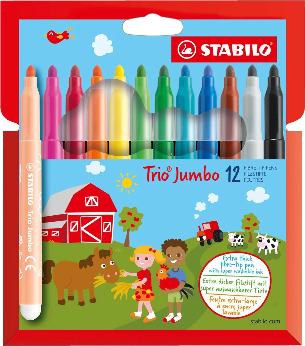 trio jumbo - 12 Viltstiften - 3 MM fra Stabilo i Xxl – produktbillede