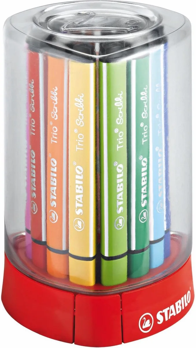 Trio Scribbi - Ergonomische Viltstift - Onverwoestbaar Door Meeverende Schrijfpunt - Box Met 12 Kleuren von Stabilo in 12 verschillende kleuren – Produktfoto