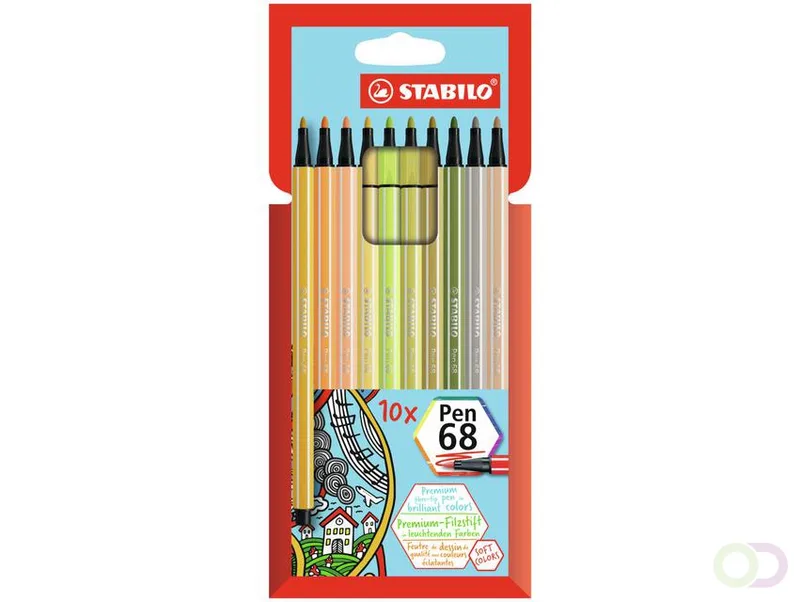 Viltstift STABILO Pen 68/10 medium soft assorti etui ?? 10 stuks by Stabilo – product photo