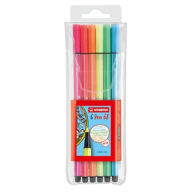 Viltstift stabilo pen 68/6 m fluor ass 6st | 10 stuks van Stabilo – productfoto
