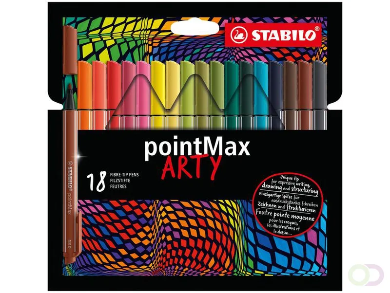 Viltstift STABILO pointMax 488/18 Arty medium assorti etui ?? 18 stuks von Stabilo – Produktfoto
