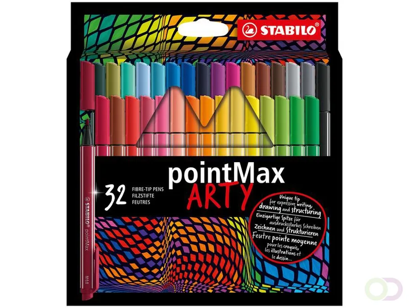 Viltstift STABILO pointMax 488/32 Arty medium assorti etui ?? 32 stuks by Stabilo – product photo