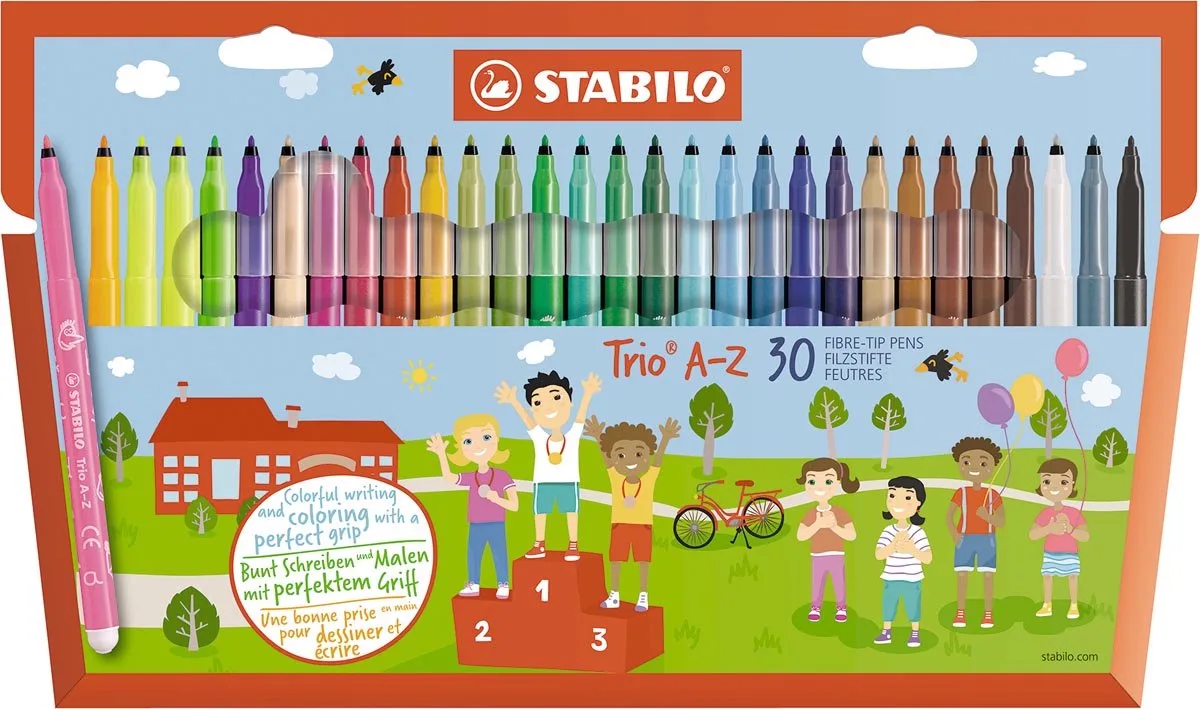 Viltstift STABILO Trio A-Z 378/30 etui à 30 stuks van Stabilo in Assorti – productfoto