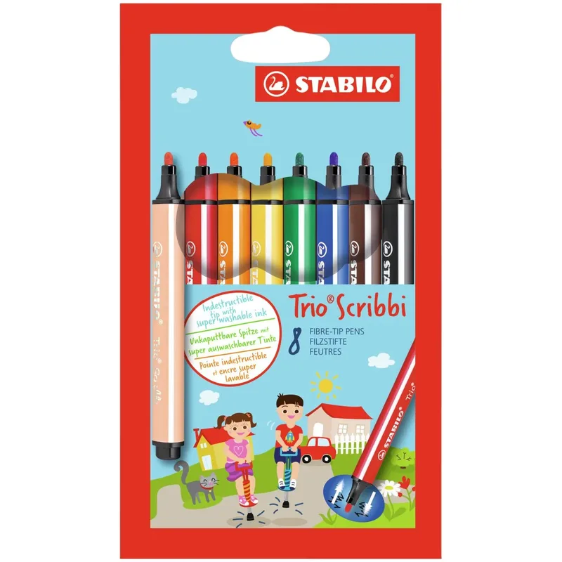 Viltstift stabilo trio scribbi 368/8 8st assorti | 3 stuks van Stabilo – productfoto