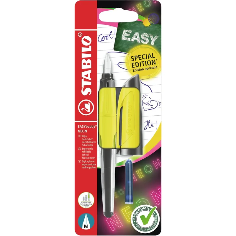 Vulpen stabilo easybuddy m neon geel blister à 1st | 5 stuks van Stabilo – productfoto