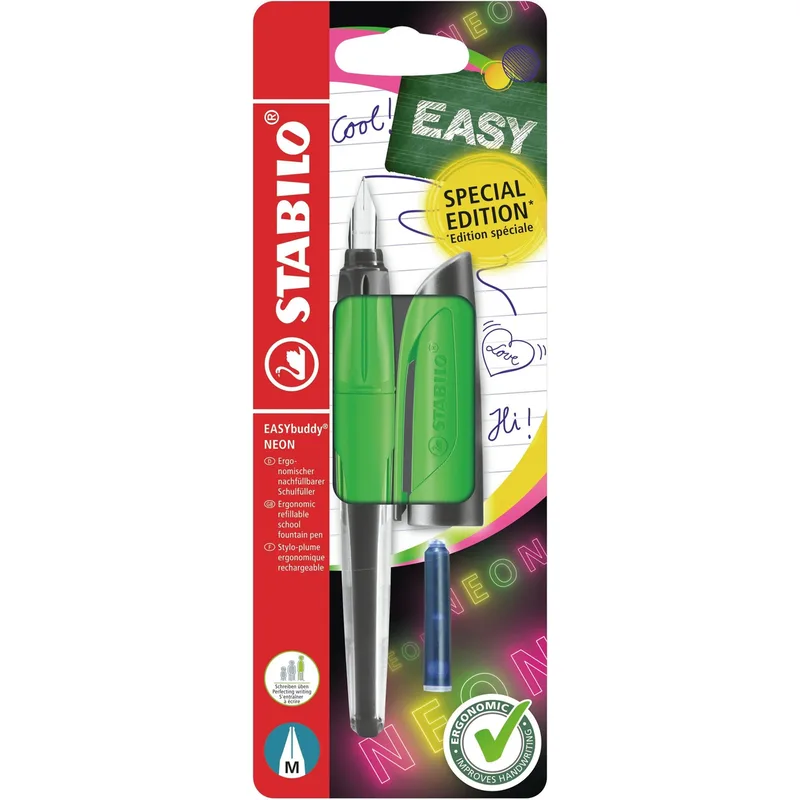 Vulpen stabilo easybuddy m neon groen blister à 1x | 5 stuks van Stabilo – productfoto