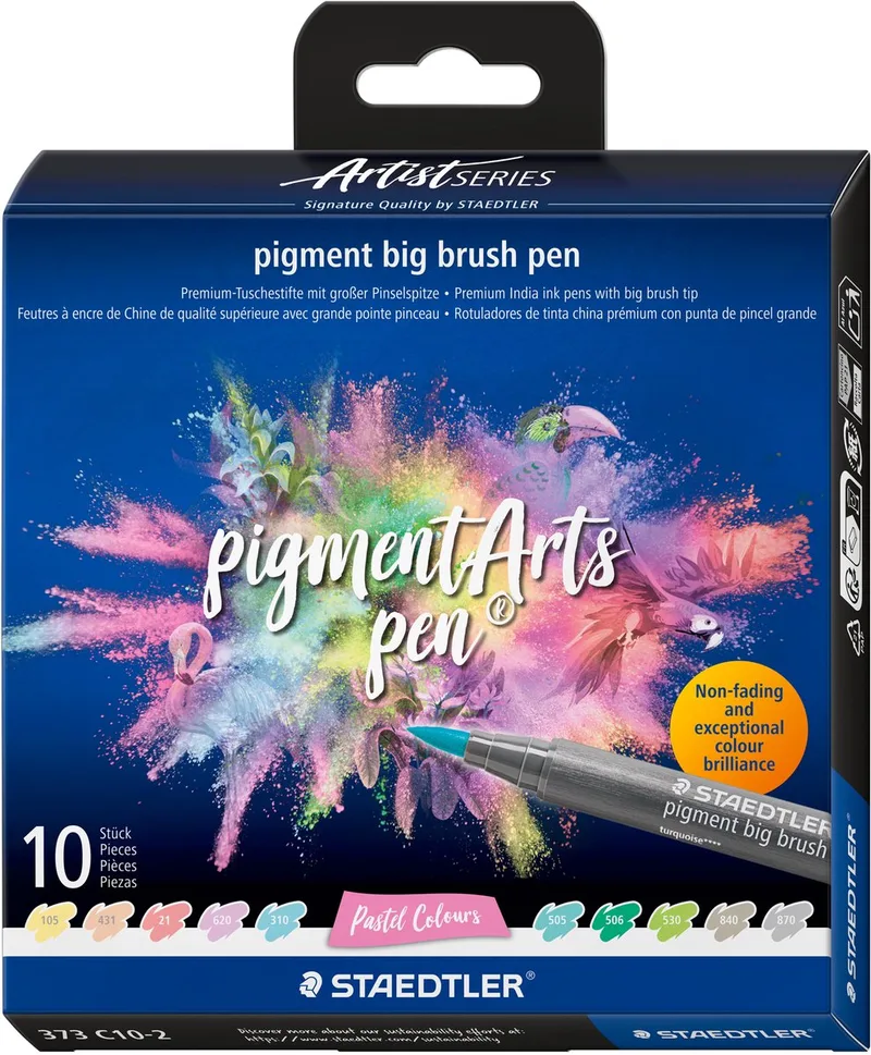 Artist Series Pigment Arts Pen Big Brush - 10 pastelkleuren by Staedtler in Multicolour – product photo