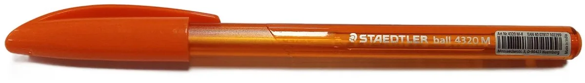 Ball 4320 M Driehoekige Wegwerp Pen, 1.0 mm van Staedtler in Oranje – productfoto